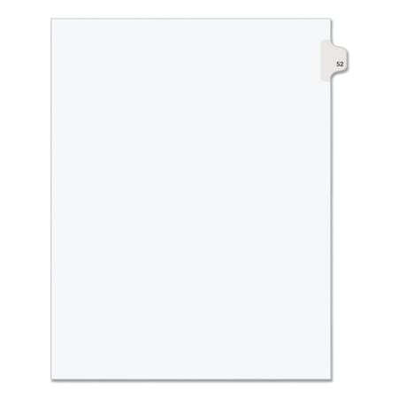 Avery Dennison Numerical Index Tab-52, 8-1/2 x 11", White, PK25 01052